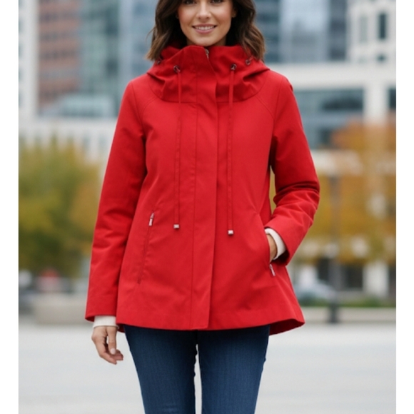 Zara Women Red Jacket Size M Full Zip Collared Lined Pockets Long Sleeve - Picture 2 of 16